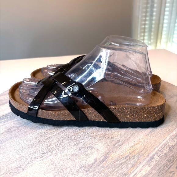 Betula Vinja Ladies Birkenstock Dark Brown / Black Patent Leather Sandals Size 8 - Picture 3 of 10